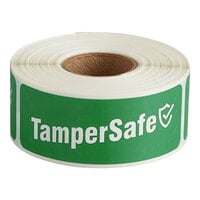 TamperSafe 1" x 3" Customizable Green Paper Tamper-Evident Label - 250/Roll