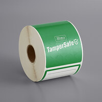 TamperSafe 2 1/2" x 6" Customizable Green Paper Tamper-Evident Label - 250/Roll
