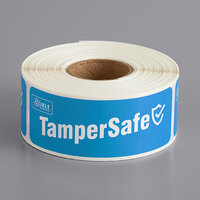 TamperSafe 1" x 3" Customizable Blue Paper Tamper-Evident Label - 250/Roll