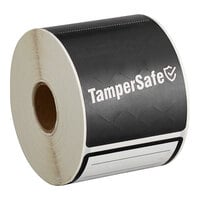 TamperSafe 2 1/2" x 6" Customizable Black Paper Tamper-Evident Label - 250/Roll
