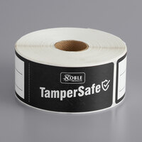 TamperSafe 1 1/2 inch x 6 inch Customizable Black Paper Tamper-Evident Label - 250/Roll