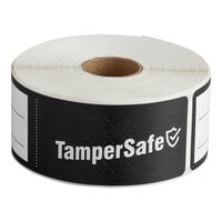 TamperSafe 1 1/2" x 6" Customizable Black Paper Tamper-Evident Label - 250/Roll