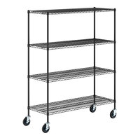 Regency 21" x 54" NSF Black Epoxy 4-Shelf Kit with 64" Posts and Casters