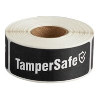 TamperSafe 1" x 3" Customizable Black Paper Tamper-Evident Label - 250/Roll