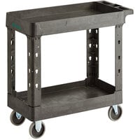 Choice Medium Black 2-Shelf Utility Cart - 34 1/2 inch x 16 1/2 inch x 32 1/2 inch