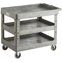 Lavex Industrial Large Gray 3-Shelf Utility Cart - 40 3/4 inch x 25 1/2 inch x 33 1/2 inch