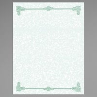 8 1/2 inch x 11 inch Green Menu Paper - Scroll Border - 100/Pack
