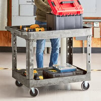 Lavex Industrial Large Gray 2-Shelf Utility Cart - 40 3/4 inch x 25 1/2 inch x 33 1/2 inch