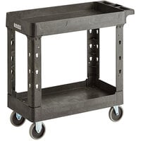Lavex Medium Black 2-Shelf Utility Cart - 34 1/2" x 16 1/2" x 32 1/2"