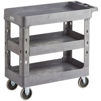 Lavex Industrial Medium Gray 3-Shelf Utility Cart - 34 1/2" x 16 1/2" x 32 1/2"