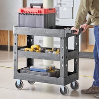 Lavex Industrial Medium Gray 3-Shelf Utility Cart - 34 1/2 inch x 16 1/2 inch x 32 1/2 inch