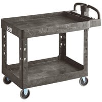 Lavex Large 2-Shelf Utility Cart with Ergonomic Handle and Built-In Tool Compartments - 43 1/8" x 24 5/8" x 38 1/8"