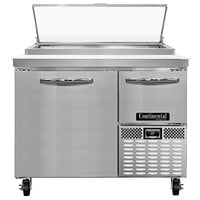 Continental Refrigerator PA43N 43" Pizza Prep Table with One Full Door and One Half Door
