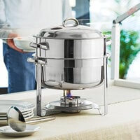 Choice Deluxe 14 Qt. Round Chrome Accent Soup Chafer