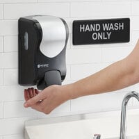 San Jamar S970BKSS Summit Rely Black Manual Hand Soap, Sanitizer, and Lotion Dispenser - 5 3/16 inch x 4 inch x 8 7/8 inch