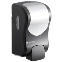 San Jamar SF970BKSS Summit Rely Black Manual Foam Hand Soap and Sanitizer Dispenser - 5 3/16" x 4" x 8 7/8"