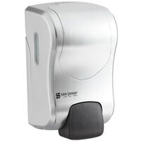 San Jamar SF970SS Summit Rely Silver Manual Foam Hand Soap and Sanitizer Dispenser - 5 3/16 inch x 4 inch x 8 7/8 inch