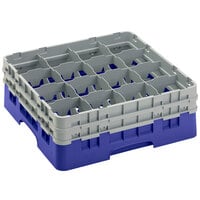 Cambro 16S534186 Camrack 6 1/8 inch High Customizable Navy Blue 16 Compartment Glass Rack