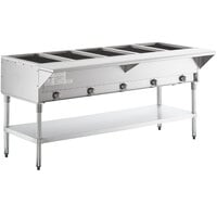 ServIt GST-5WE-NG Five Pan Open Well Natural Gas Steam Table with Undershelf - 17,500 BTU