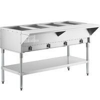 ServIt GST-4WE-NG Four Pan Open Well Natural Gas Steam Table with Undershelf - 14,000 BTU