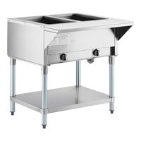 ServIt GST-2WE-LP Two Pan Open Well Liquid Propane Steam Table with Undershelf - 7000 BTU