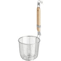 Avantco 177PCB100RD 4 7/8 inch x 4 1/2 inch Pasta Basket with Wooden Handle for PC101 and PC102 Pasta Cookers