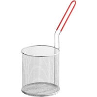 Choice 6 1/2 inch x 7 inch Stainless Steel Strainer / Blanching Basket with Coated Handle