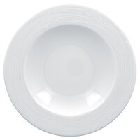 RAK Porcelain HMPASDP23 Helm 9 1/16" Bright White Embossed Wide Rim Round Deep Porcelain Plate - 12/Case