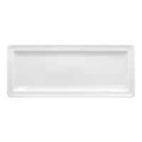 RAK Porcelain Charm 11 7/16" x 4 3/4" Bright White Embossed Rectangular Flat Porcelain Plate - 12/Case