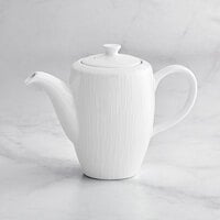 RAK Porcelain SOPCLCP35 Soul 11.85 oz. Bright White Embossed Porcelain Coffee Pot with Lid - 4/Case
