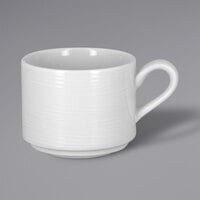RAK Porcelain HMPASSC20V Helm 6.75 oz. Bright White Embossed Stackable Porcelain Coffee Cup with Curved Bottom   - 12/Case