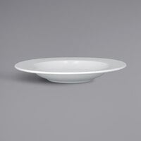 RAK Porcelain HMPASDP26 Helm 10 1/4" Bright White Embossed Wide Rim Round Deep Porcelain Plate - 12/Case