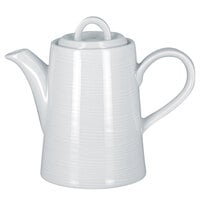 RAK Porcelain HMPASCP35 Helm 11.85 oz. Bright White Embossed Porcelain Coffee Pot and Lid - 4/Case
