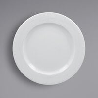 RAK Porcelain HMPASFP21 Helm 8 1/4" Bright White Embossed Wide Rim Round Flat Porcelain Plate - 12/Case