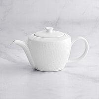 RAK Porcelain CHPCLTP40 Charm 13.55 oz. Bright White Embossed Porcelain Teapot with Lid - 4/Case