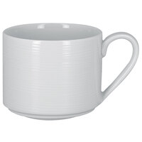 RAK Porcelain HMPASSM45 Helm 15.2 oz. Bright White Embossed Stackable Porcelain Breakfast Cup - 12/Case
