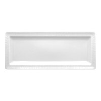 RAK Porcelain Soul 11 7/16" x 4 3/4" Bright White Embossed Rectangular Flat Porcelain Plate - 12/Case