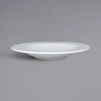 RAK Porcelain HMPASDP28 Helm 11" Bright White Embossed Wide Rim Round Deep Porcelain Plate - 12/Case