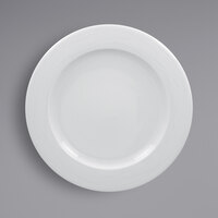RAK Porcelain HMPASFP29 Helm 11 7/16" Bright White Embossed Wide Rim Round Flat Porcelain Plate - 12/Case
