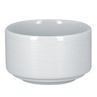 RAK Porcelain HMPASCS02M Helm 6.3 oz. Bright White Embossed Round Porcelain Stackable Bouillon Cup - 12/Case