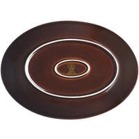 RAK Porcelain GNNNOP32CL Genesis Glossy 12 5/8 inch x 9 1/16 inch Brilliant Clove Oval Coupe Porcelain Platter - 6/Case