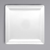 RAK Porcelain SOPCLSP27 Soul 10 5/8 inch Bright White Embossed Square Flat Porcelain Plate - 12/Case