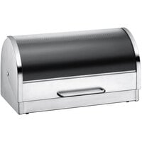 WMF by BauscherHepp 06.3441.6030 15 3/8 inch x 8 1/8 inch x 7 inch Stainless Steel Roll-Top Display Bread Box with Glass Cover