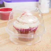 Swirl Dome 1 Compartment Hinged Clear Cupcake Container - 270/Case