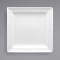 RAK Porcelain SOPCLSP17 Soul 6 3/4 inch Bright White Embossed Square Flat Porcelain Plate - 12/Case