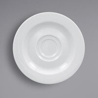 RAK Porcelain HMPASSA15 Helm 5 15/16" Bright White Embossed Round Porcelain Saucer   - 12/Case
