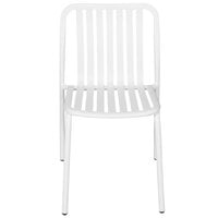 BFM Seating PHKWSC-WH Key West White Vertical Slat Powder Coated Aluminum Stackable Outdoor / Indoor Side Chair