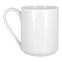 RAK Porcelain Soul 12.15 oz. Bright White Embossed Stackable Porcelain Mug - 12/Case