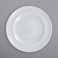 RAK Porcelain CHPCLFP24 Charm 9 7/16 inch Bright White Embossed Wide Rim Porcelain Plate - 12/Case