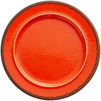 RAK Porcelain FRNOFP24OR Fire 9 7/16 inch Orange Flat Porcelain Plate with Rim - 6/Case